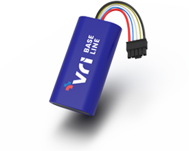 Deutsch: VRI baseline Batterieeinheit im 2S/18650-Format mit verlängerter zylindrischer Form und Anschlusskabel.